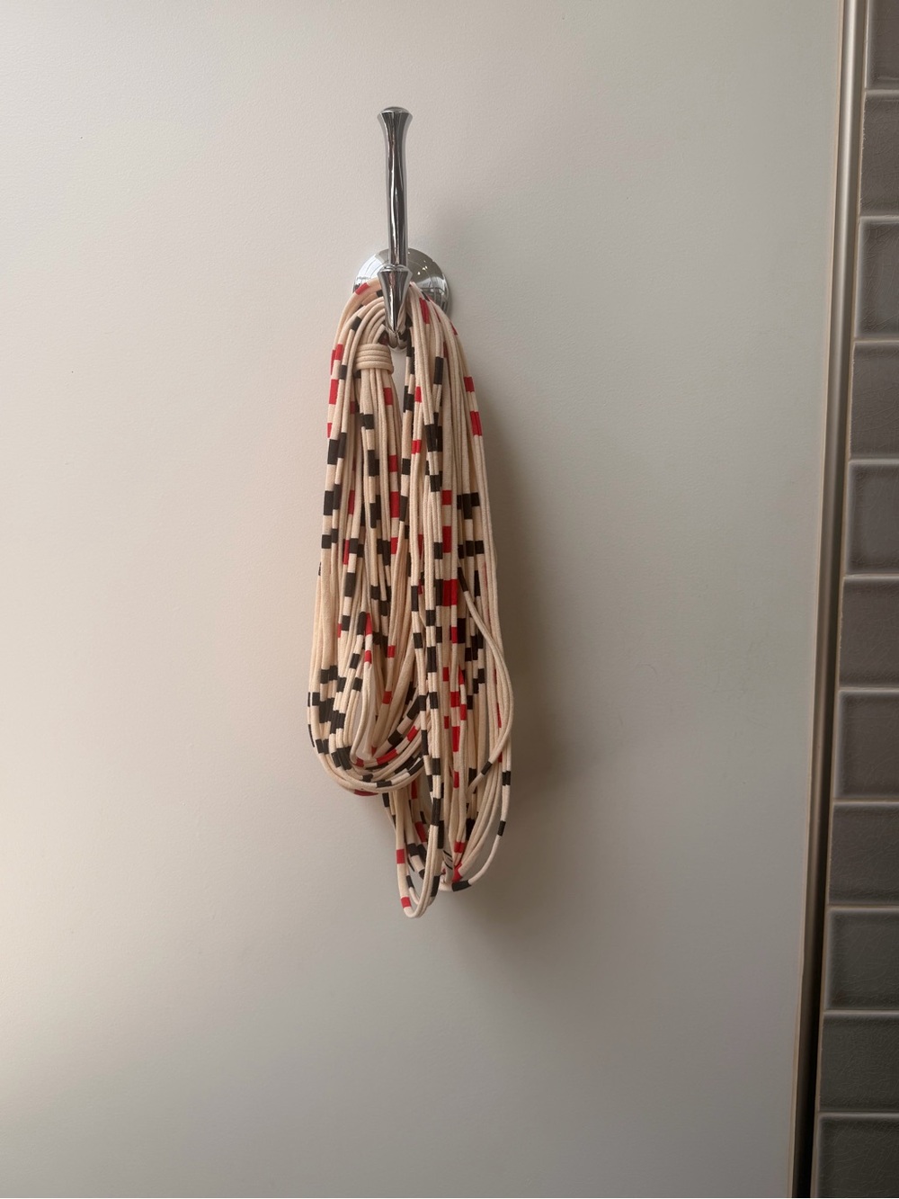 Cream Multicolor Patterned Scarf Wrap